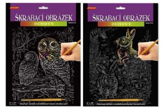 Obrázek z Škrabací obrázek - duhový (sovy, zajíčci) 
